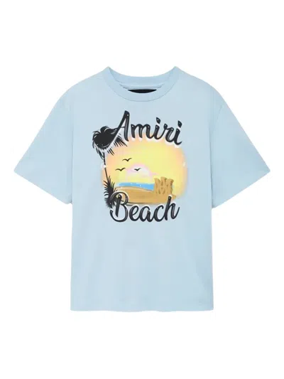 Amiri Kids' Stadium Ma Sandcastle "cerulean Blue" T-shirt