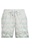 Amiri Staggered Drawstring Swim Trunks In Cerulean