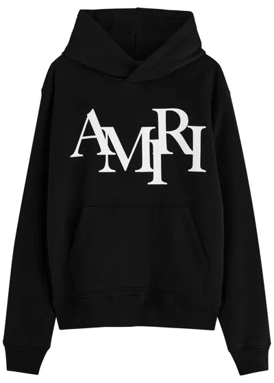 Amiri Staggered Hooded Cotton Sweatshirt In Black