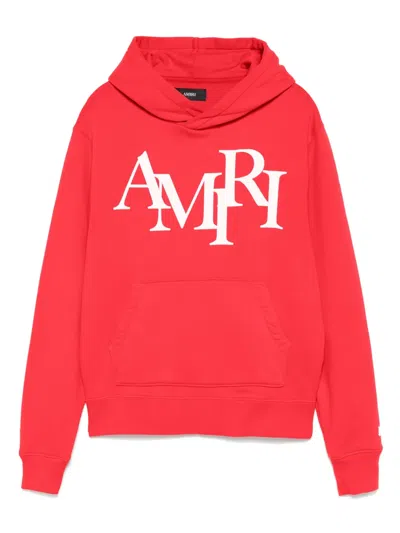 Amiri Staggered Hoodie In Red
