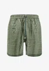 Amiri Staggered Houndstooth Silk Bermuda Shorts In Green