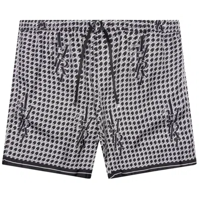 Pre-owned Amiri Staggered Houndstooth Silk Short 'black' | Men's Size Xl