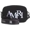 Amiri Staggered Logo Canvas Camera Bag In Black