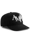 Amiri Structured Black Cotton Cap With Bold Embroidered Detailing In Black