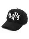 Amiri Structured Black Cotton Cap With Bold Embroidered Detailing In Black