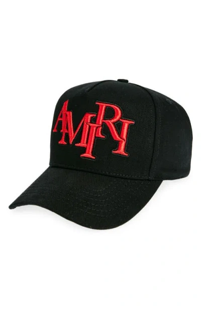 AMIRI AMIRI STAGGERED LOGO COTTON CANVAS BASEBALL CAP