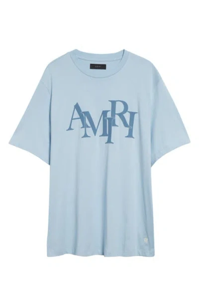 Amiri Logo Print Cotton T-shirt - Men's - Cotton In Cerulean