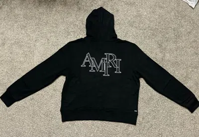 Pre-owned Amiri Staggered Logo Hoodie/ Black/ Size S, M, L, Xl