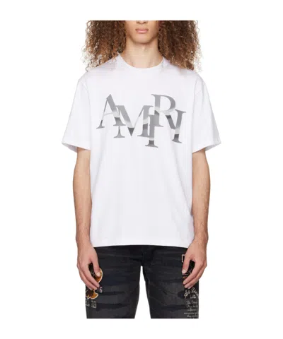 Amiri Staggered Logo T-shirt In White