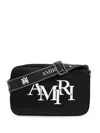 Amiri Staggered Logo-embroidered Canvas Camera Bag In Black