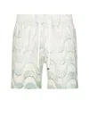 Amiri Staggered Drawstring Swim Trunks In Cerulean
