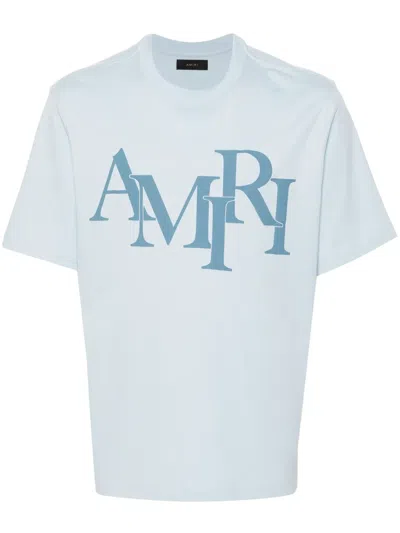 Amiri Staggered Tee Mens Style : Amjyte1078 "cerulean" In 504 Cerulean