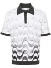 Amiri Staggered Wave-print Polo Shirt In Grey