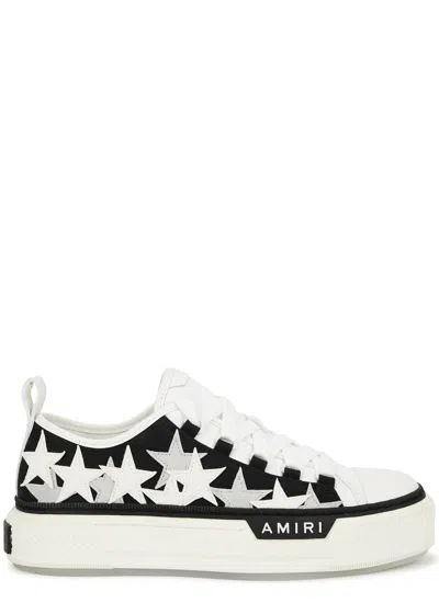 Amiri Star-appliquéd Canvas Sneakers In White And Black