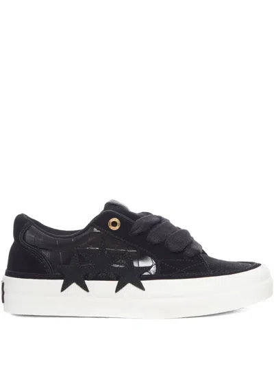 Amiri Sunset Skate Crocodile-effect Suede Sneakers In Black