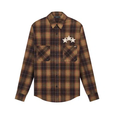 Pre-owned Amiri Star Leather Flannel 'chai Tea' | Brown | Men's Size S