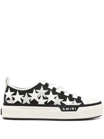 Amiri Star Motif Leather Sneakers With Rubber Platform Sole In Multi