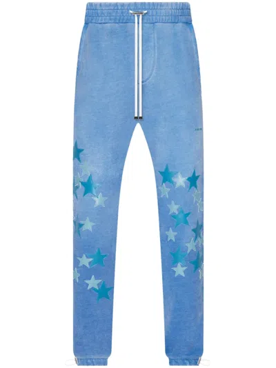 Amiri Star-patch Cotton Track Pants In Blue