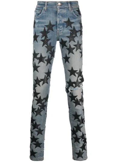 Amiri Star Patch Skinny Jeans In Blue