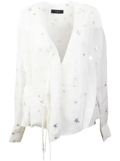 Amiri Star-print Wrap Blouse
