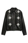 Amiri Black Leather Jacket Men In Black
