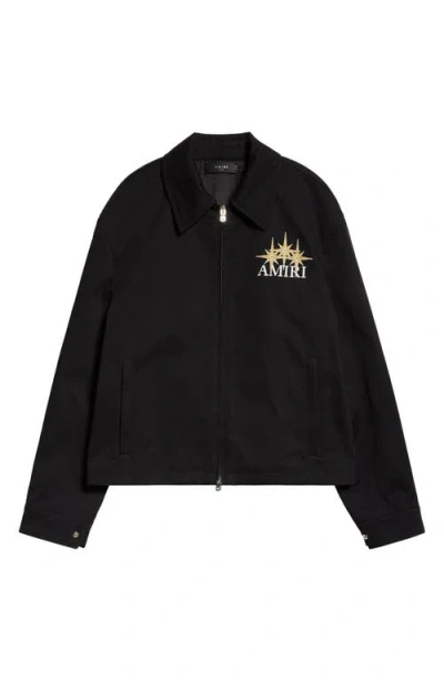AMIRI AMIRI STARBURST EMBROIDERED FULL ZIP BLOUSON JACKET