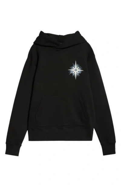 Amiri Starburst Logo-print Cotton-blend Jersey Hoodie In Schwarz