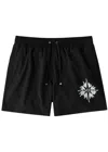 Amiri Starburst Straight-leg Mid-length Logo-print Swim Shorts In Black