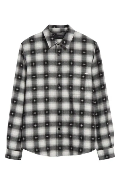 Amiri Starburst Plaid Cotton Flannel Button-up Shirt In Black