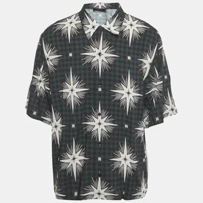 Pre-owned Amiri Starburst Print Crepe Button Front Camp Shirt Xxl In Black