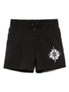 Amiri Starburst Straight-leg Mid-length Logo-print Swim Shorts In Black