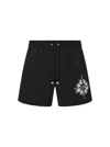 Amiri Starburst Straight-leg Mid-length Logo-print Swim Shorts In Black