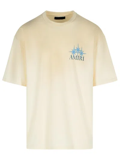 Amiri 'starbust' Ivory Cotton T-shirt Men In Beige