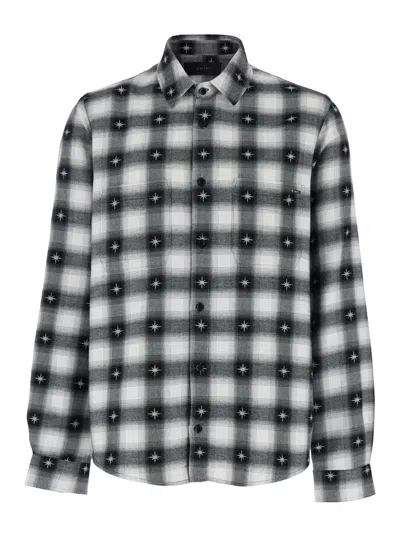 AMIRI AMIRI MEN 'STARDUST' BLACK SHIRT WITH CLASSIC COLLAR AND ALL-OVER CHECK MOTIF IN COTTON MAN