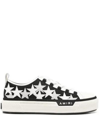 Amiri Star Motif Mini Leather Sneakers With Rubber Platform Sole In Multi