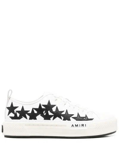 Amiri Star Motif Sneakers With Contrasting Logo And Lace-up Closure In White