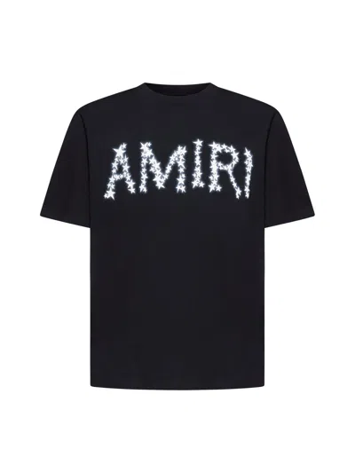Amiri Stars Logo Printed Crewneck T-shirt In Black