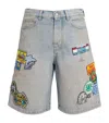 Amiri Station Patch Denim Shorts In Blue