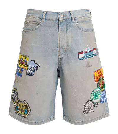 AMIRI STATION PATCH DENIM SHORTS