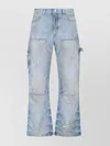 Amiri Straight Carpenter Style Trousers With Distressed Detailing In Blue