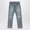 Amiri Light Blue Jeans With Rips And Bandana Detail In Denim Man
