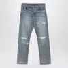 Amiri Light Blue Jeans With Rips And Bandana Detail In Denim Man In Blue