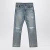 Amiri Light Blue Jeans With Rips And Bandana Detail In Denim Man In Blue