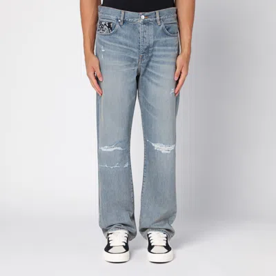 AMIRI AMIRI STRAIGHT JEANS WITH RIPS ANTIQUE INDIGO