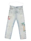 Amiri Distressed Embroidered Denim Trousers In Blue