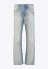 Amiri Stack Distressed Slim-leg Jeans In Blue