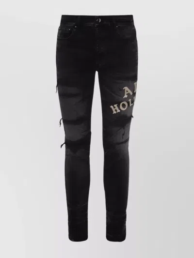 Amiri Straight Leg Trousers Distressed Detailing In Black