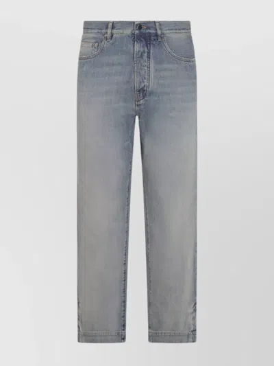 Amiri Straight Leg Trousers Faded Wash In Blue
