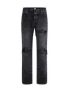 Amiri Distressed Denim Trousers With Faded Detailing In Black