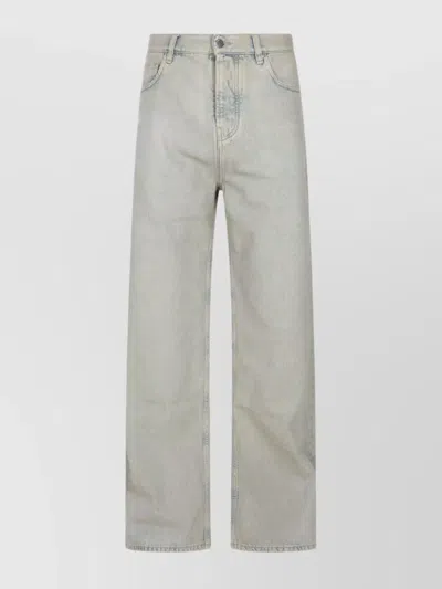 Amiri Straight Trousers With Pockets And Belt Loops In Gray
